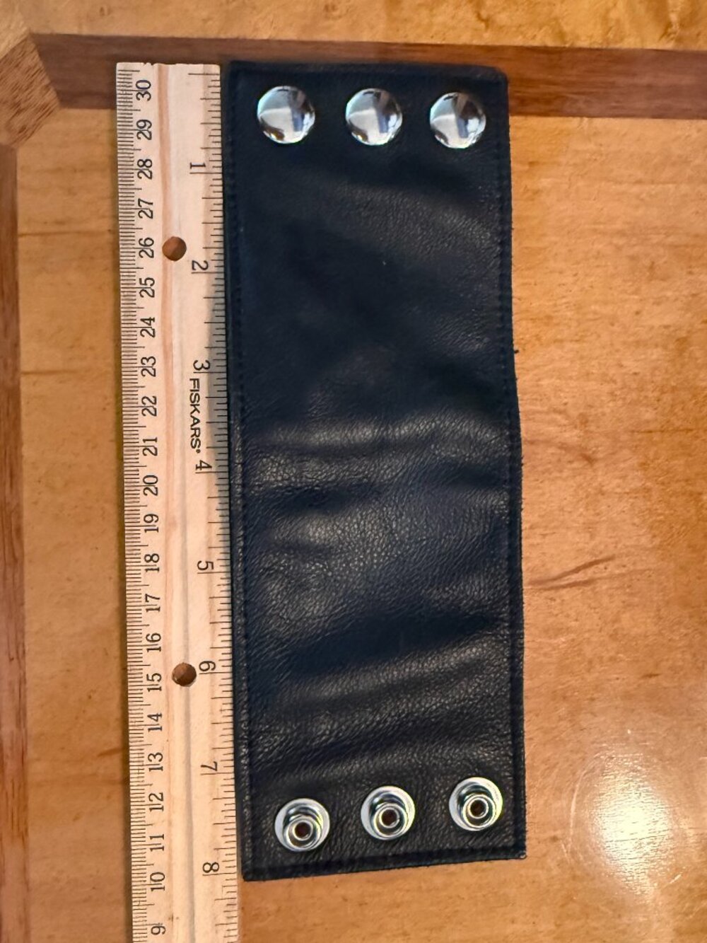 Art Fair Black Leather Wide Wrist Band Cuff Snap Bracelet